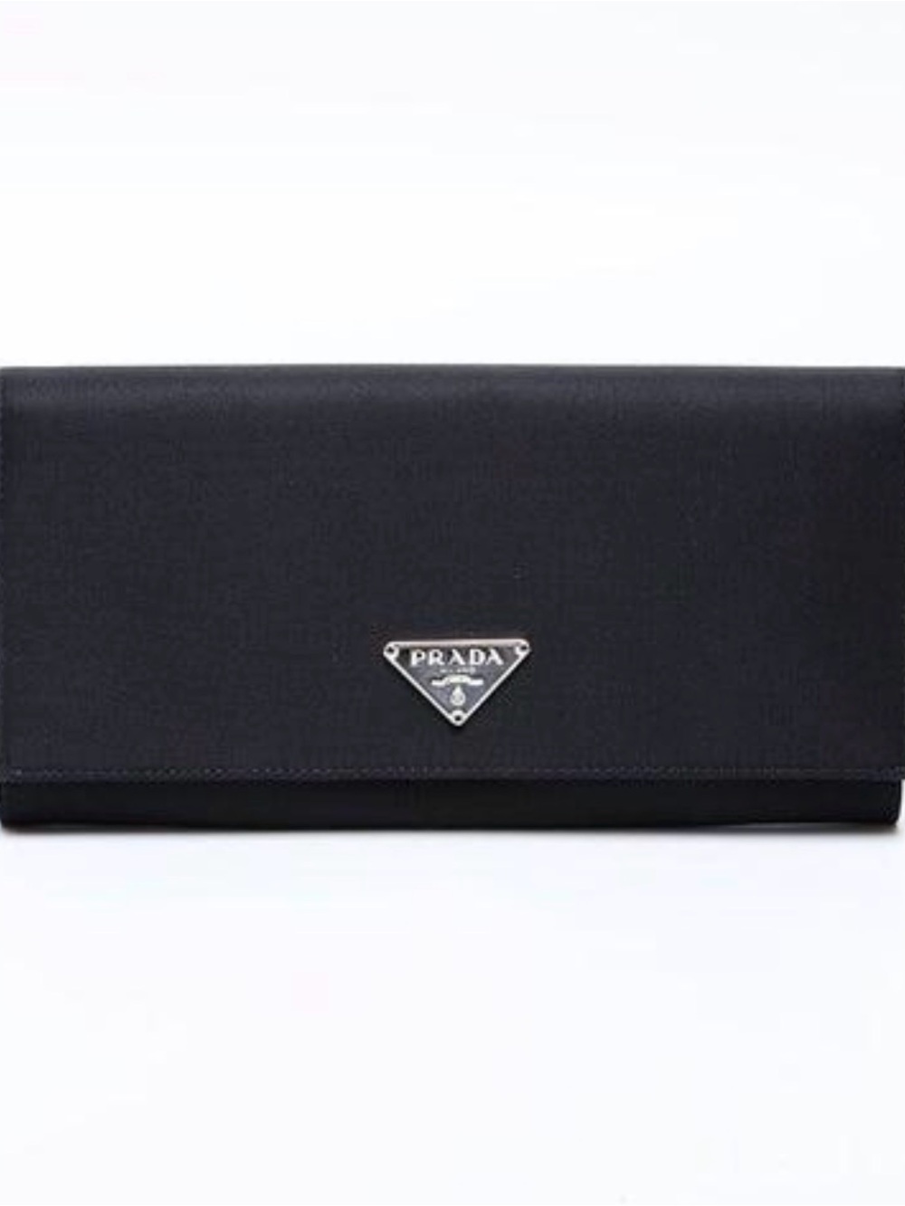 Prada Black Nylon Flap Wallet with Silver Logo